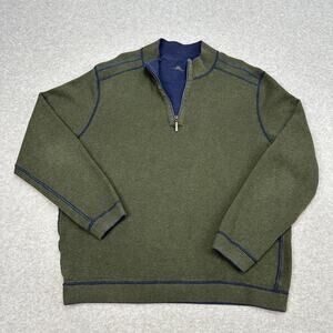 Tommy Bahama Flipshore Half-Zip Reversible Sweatshirt Men XL Green Blue Pullover